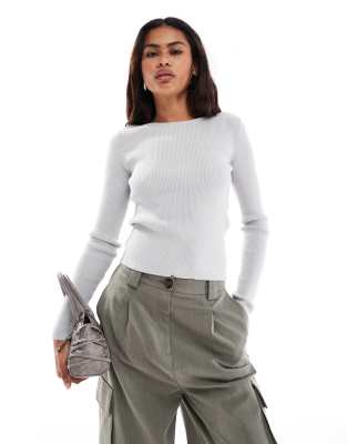 Something New Something New Corpcore open lace up back ribbed top in grey