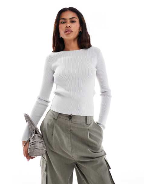 Something New Corpcore open lace up back ribbed top in grey - view 1