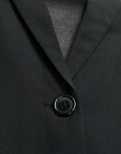 Something New maxi blazer with monogram turn up cuff in black