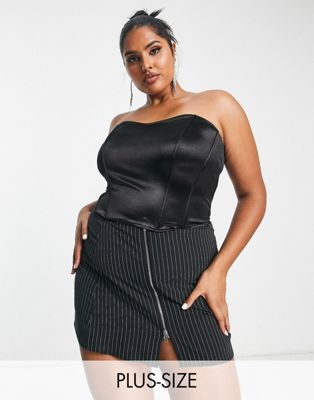 Something New Curve exclusive satin corset in black - ASOS Price Checker