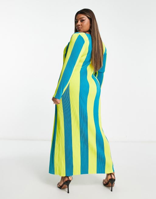 Blue stripe outlet maxi dress