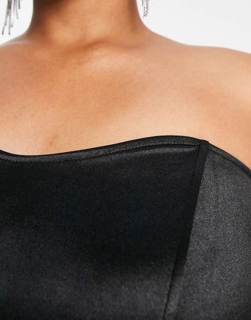 Something New Curve – Svart korsett i satin, endast hos ASOS, 3 av 4