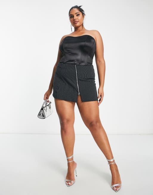 Something New Curve – Svart korsett i satin, endast hos ASOS, 4 av 4