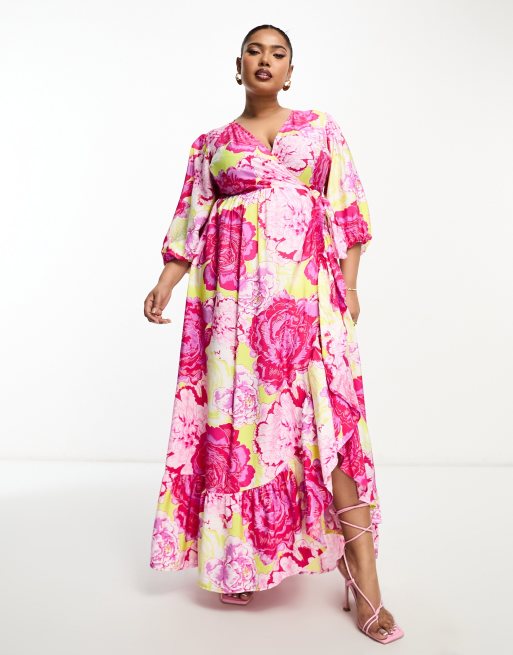 Surplice wrap hot sale maxi dress