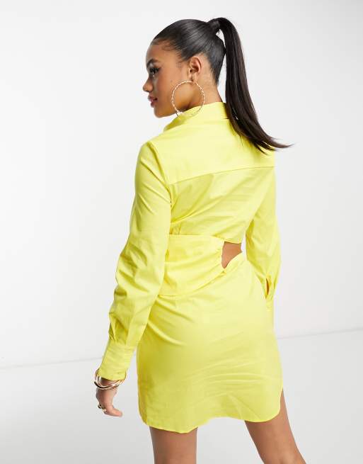 Neon yellow store shirt dress