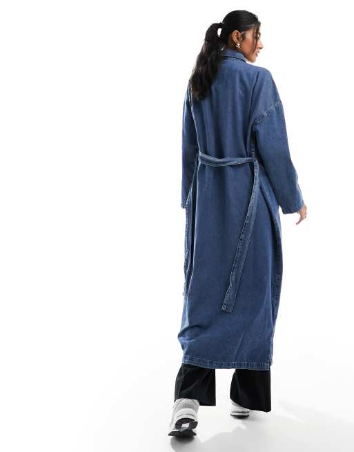 Womens long best sale denim duster