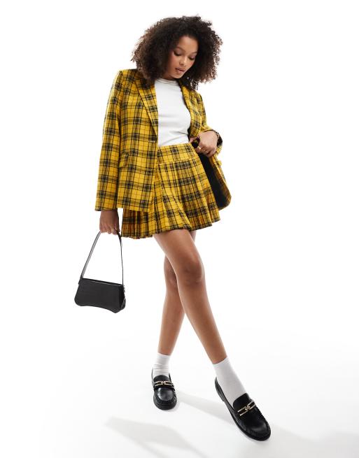 Checked yellow blazer best sale