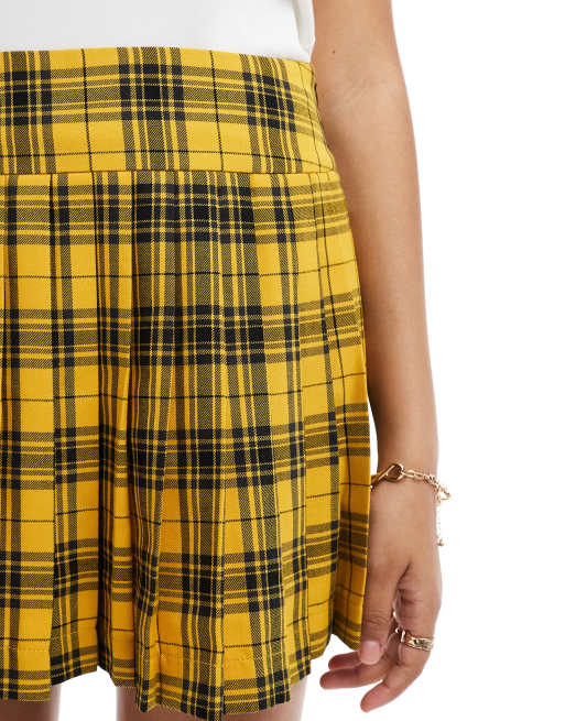 Something New - Iconic Clueless - Plisseret mininederdel med tern i gul - Del af sæt, 2 af 5