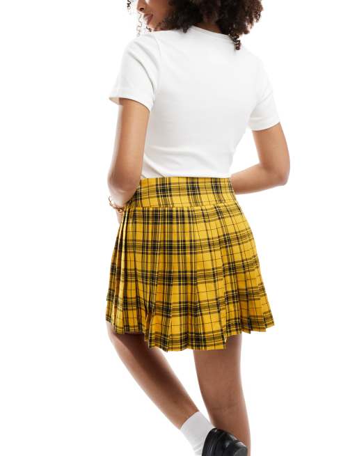 Something New - Iconic Clueless - Plisseret mininederdel med tern i gul - Del af sæt, 3 af 5