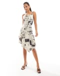 [Something New] Something New iconic hanky hem mini cami dress newspaper print-White XL Newspaper