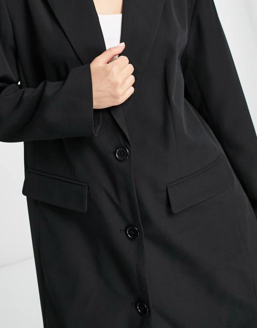 Something New maxi blazer with monogram turn up cuff in black