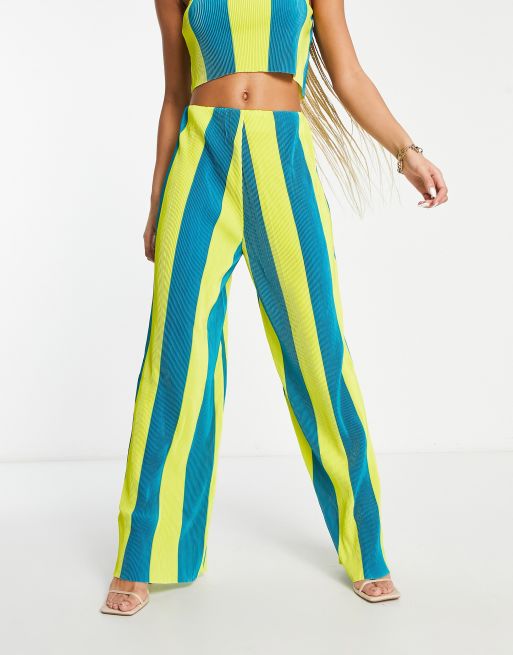 Something New wide leg pants in blue and yellow stripe part of a set