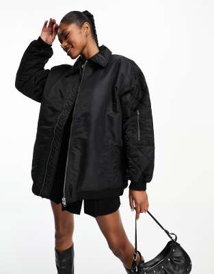 Something New Something New X Aisha Potter quilted sleeve bomber jacket in black