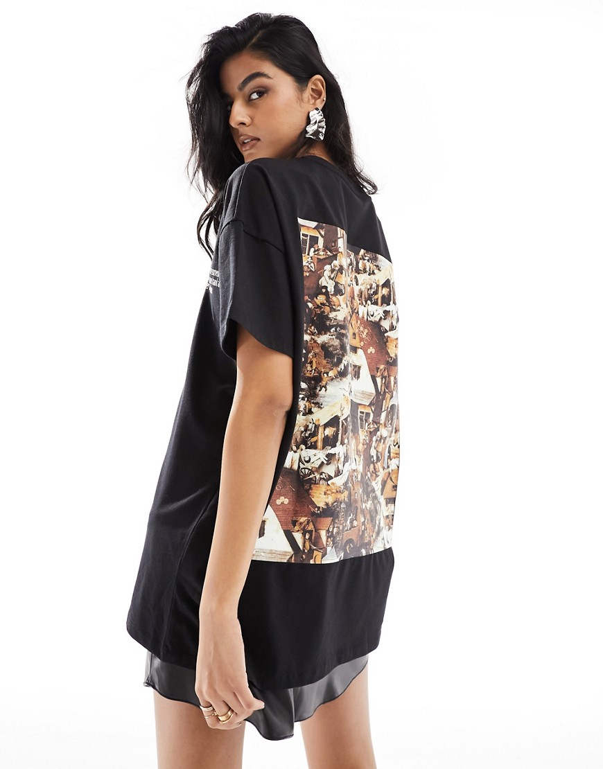 Something New X Art Gallery oversized t-shirt with back print in washed black