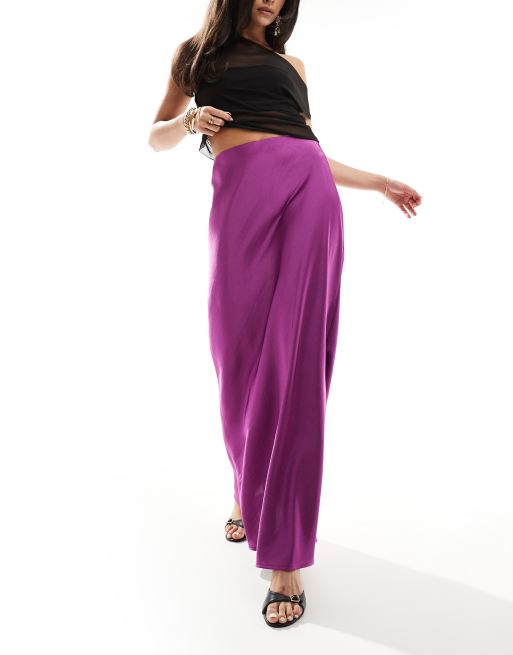 Something New X Centi Nadir - Jupe longue en satin coupée en biais - Violet profond