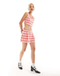 [Something New] Something New x Chloe Frater skort in red check (part of a set) M Salsa