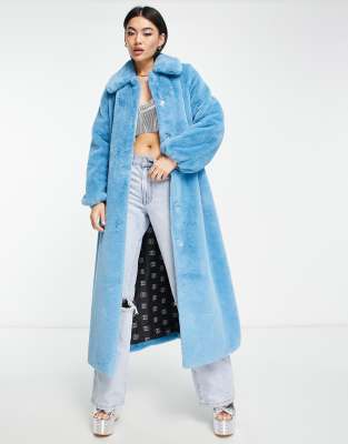 Something navy faux 2025 fur coat