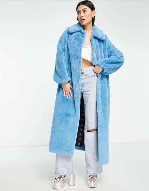 Faux fur outlet collar maxi coat