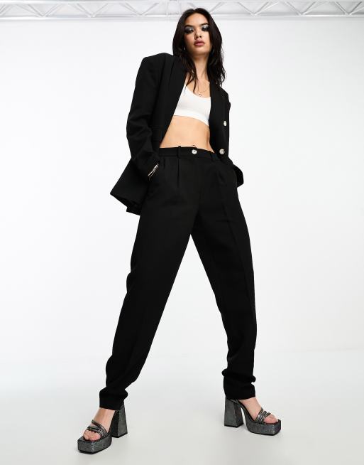 Something New x Emma Fridsell tailored peg leg pants in black (part of a set)