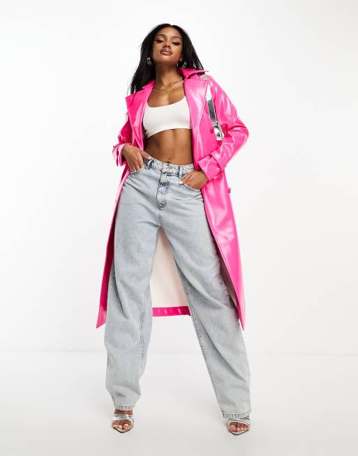 Something New x Flamefaire - Trench-coat en vinyle - Rose vif