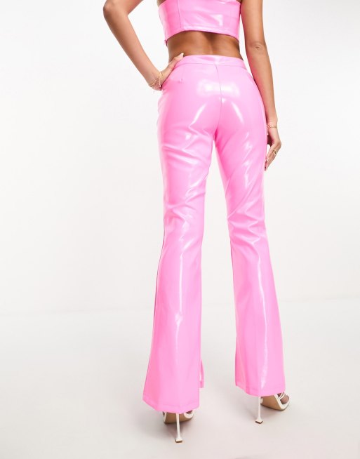 Pink latex sales flare pants