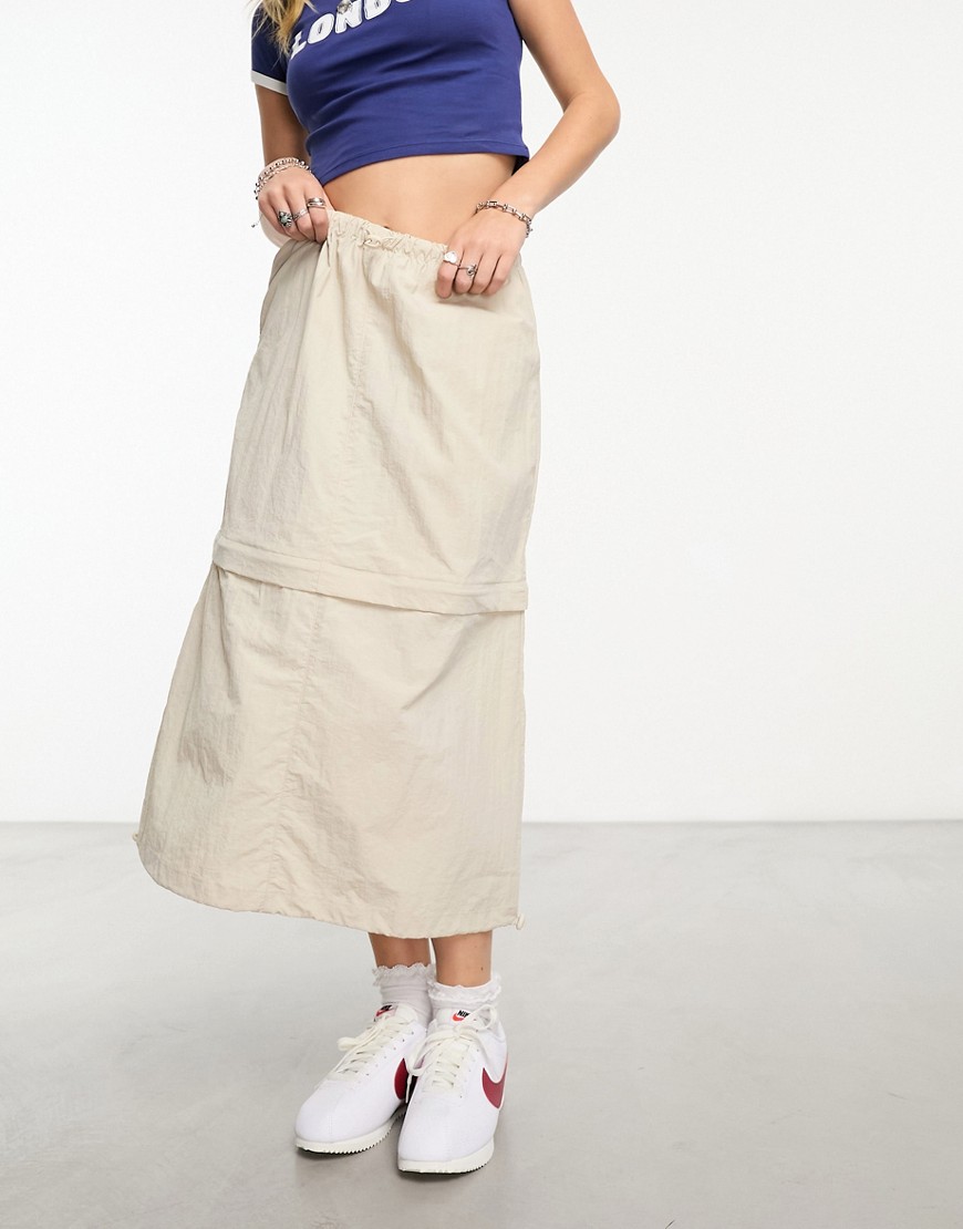 Something New X GORPECORE SQUAD 2 in 1 convertible cargo skirt in stone-Neutral