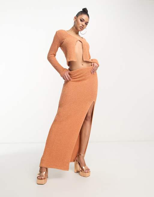 Rust knit shop midi skirt