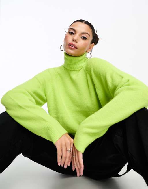 Something New x Lame. Cobain - Pull col montant en maille - Vert citron acidulé