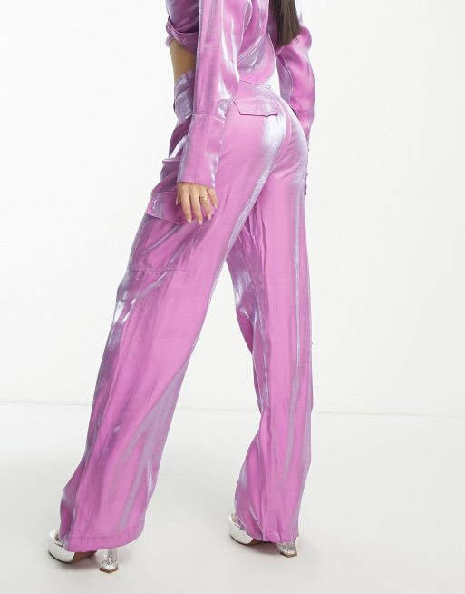 White Satin Cargo Pants, Purple Door Boutique