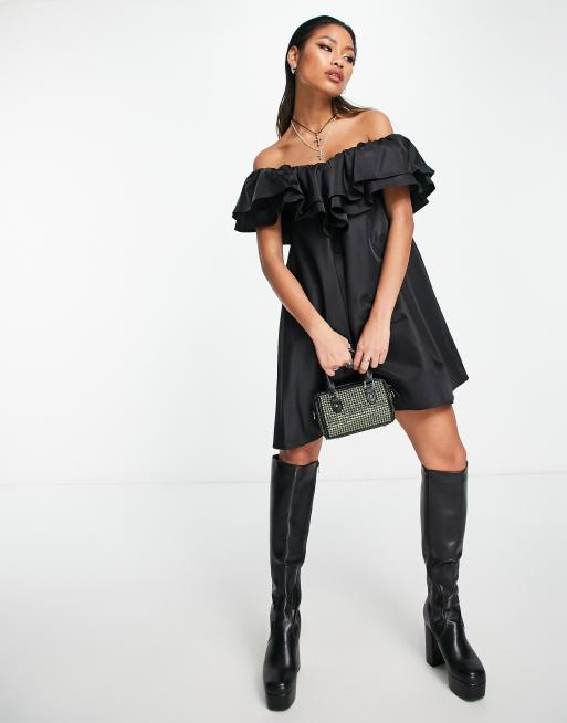 Something New X Naomi Anwer - Mini-jurk met ruches in zwart