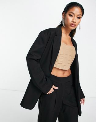 Something New X Naomi Anwer oversized blazer co-ord in black - ASOS Price Checker