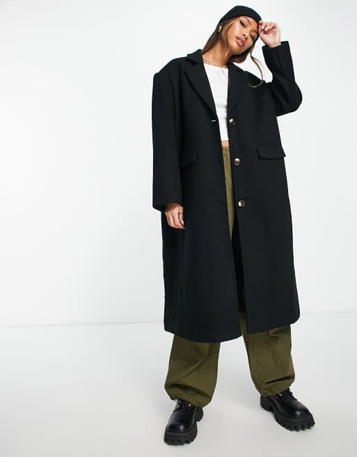 Something New X Naomi Anwer oversized wool coat in black