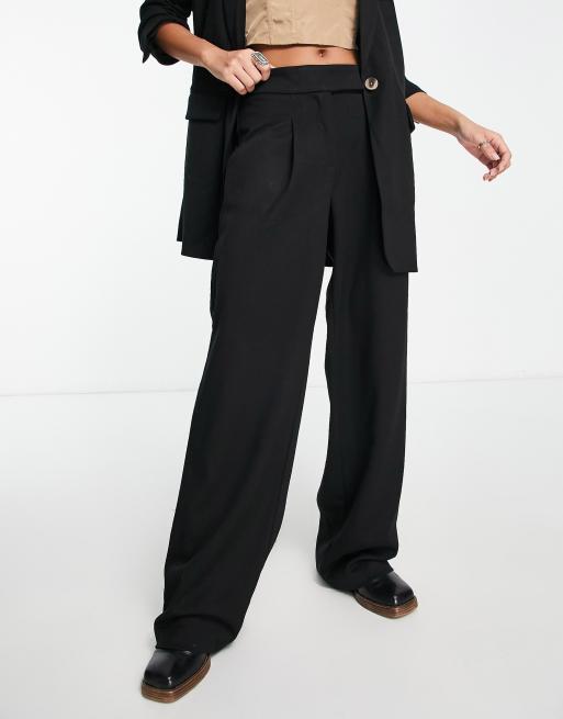 Only elasticated waist wide leg trousers in black