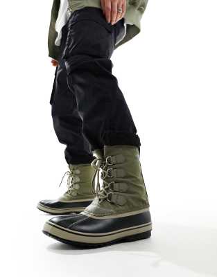 Sorel 1964 Pac Nylon waterproof snow boots in khaki ASOS