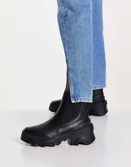 Sorel Brex chelsea mid heel boots in black | ASOS