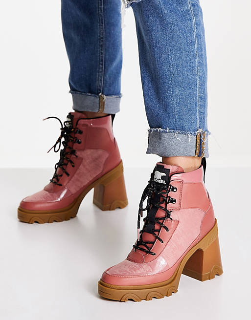 Sorel Brex Lux chelsea mid heel boots in pink ASOS