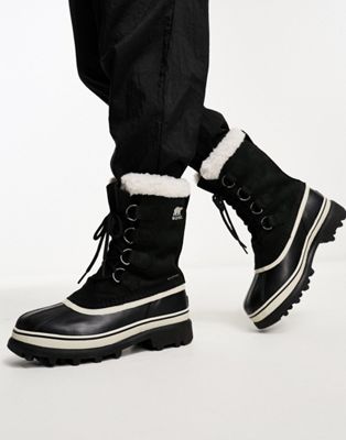 Sorel Caribou waterproof boots in black  - ASOS Price Checker