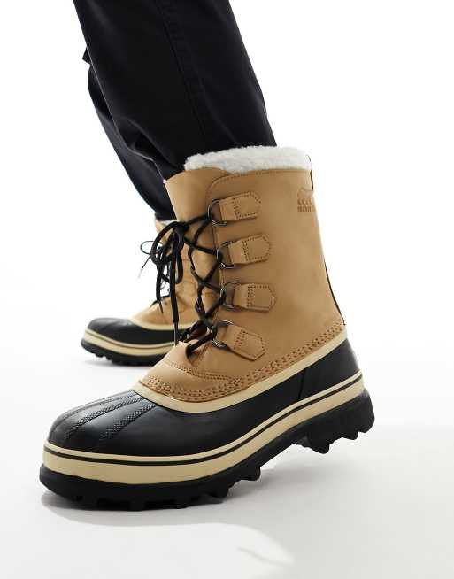 Sorel Caribou waterproof snow boots in tan ASOS