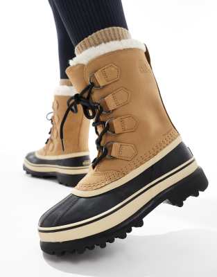 Sorel - Caribou X Boot Lace - Schnürstiefel aus wasserdichtem Wildleder in Omega-Taupe mit Gummisohle-Brown