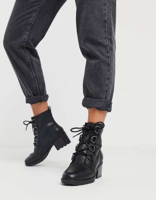 block heel ankle boots lace up