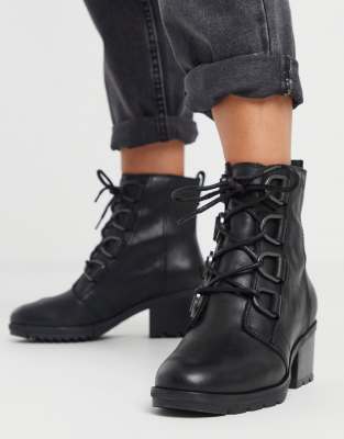 sorel black lace up boots