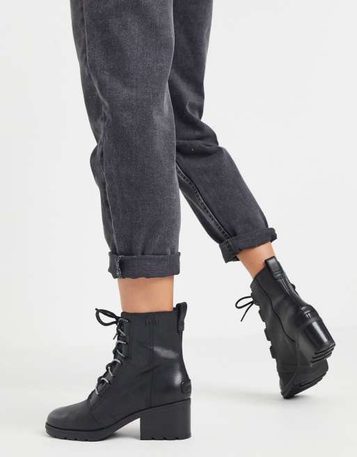 sorel black lace up boots