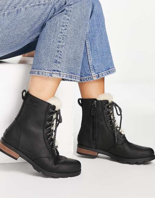 Sorel Emelie Bottines confortables lacets Noir ASOS