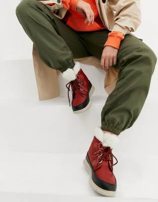 sorel explorer carnival waterproof nylon boots with microfleece lining