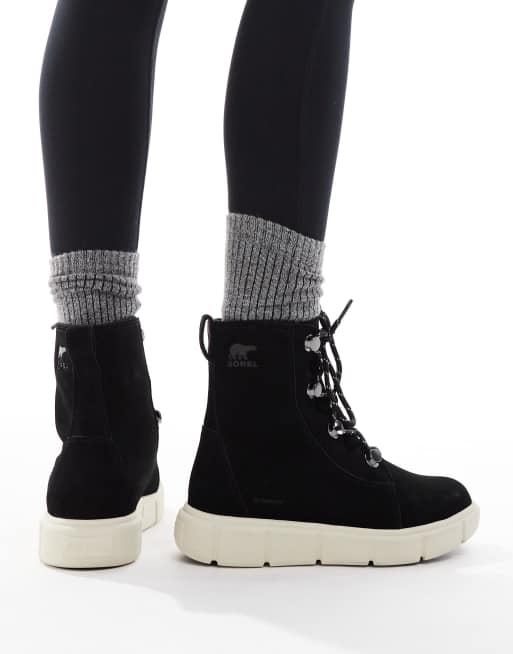 Sorel Explorer III Joan hiking boots in black and off white, 2 of 4