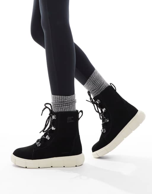 Sorel Explorer III Joan hiking boots in black and off white, 4 of 4