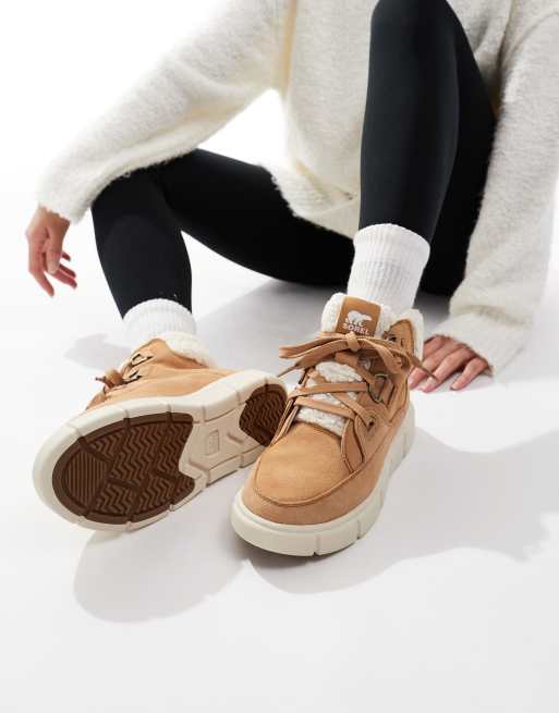 Sorel - Explorer III - Scarponcini da trekking stringati color cuoio e crema