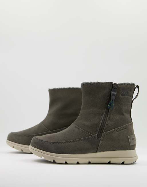 Sorel - Explorer - Stivali con cerniera lampo, colore verde