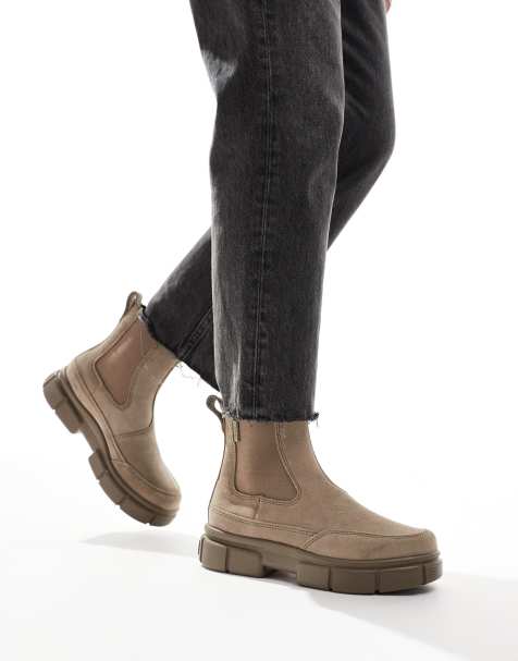 Sorel – Explorer STRT – Brungrå, beige chelseaboots i mocka - view 1