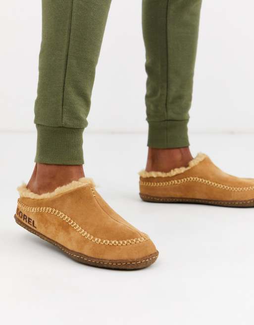 Zuidoost zonne textuur SOREL Falcon Ridge slippers in tan | ASOS